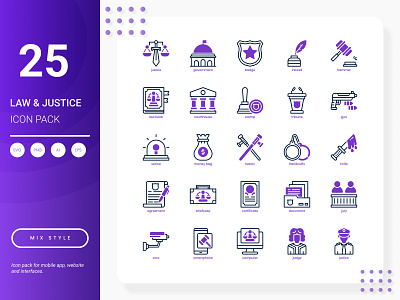 Law and Justice Icon Pack set
