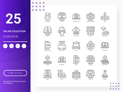 Online Education Icon Pack infographic