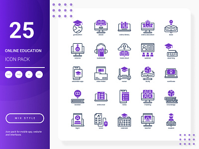 Online Education Icon Pack infographic