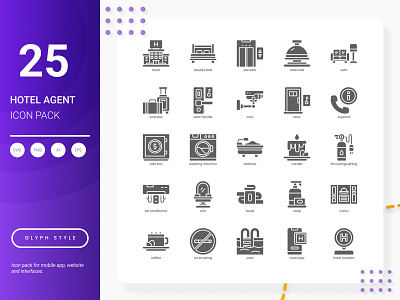 Hotel Agent Icon Pack tourism