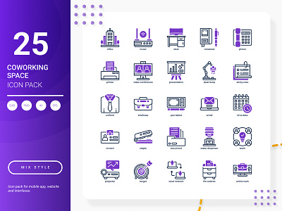 Coworking Space Icon Pack business cooperation coworking icon office pack place set vector work working workplace