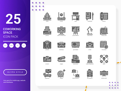 Coworking Space Icon Pack business cooperation coworking icon office pack place set vector work working workplace