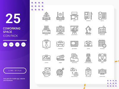 Coworking Space Icon Pack business cooperation coworking icon office pack place set vector work working workplace