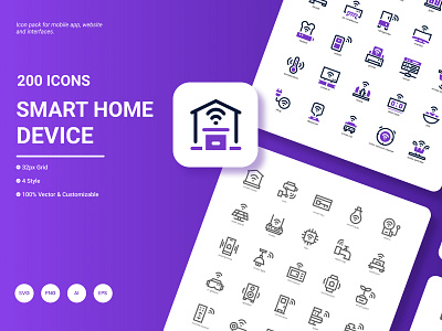 Smart Home Device Icon Pack automation control device electronic furniture home house household intelligence network set smart