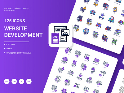 Website Development Icon Pack coding computer creativity development icon landing page laptop pack programming set website wireframe