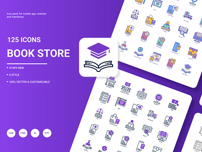 Book Store Icon Pack award book bookstore education learning library literature online reading shop store textbook