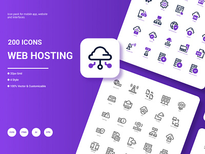 Web Hosting Icon Pack cloud computing connection database hosting icon set internet network programming server web website
