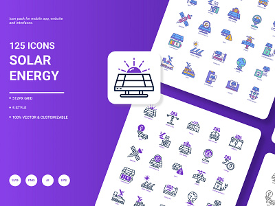 Solar Energy Icon Pack alternative eco electricity energy green icon illustration innovation panel recycling renewable solar