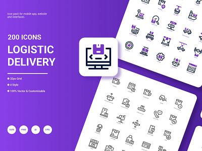 Logistic Delivery Icon Pack airplane cargo delivery icon illustration logistic order package service shipping truck warehouse