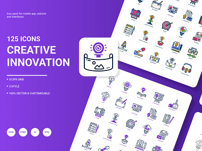 Creative Innovation Icon Pack business creative finance growth icon idea illustration innovation lightbulb pack set startup