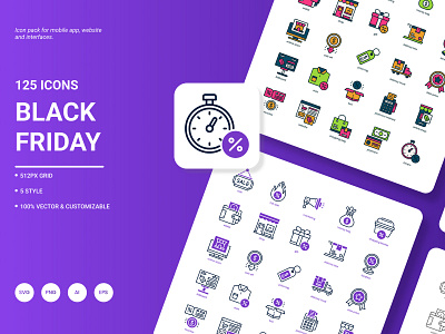 Black Friday Icon Pack black friday coupon cyber discount icon illustration monday pack price sale set store