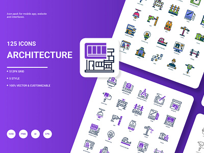 Architecture Icon Pack apartment architect architecture blueprint building business construction engineering estate house skyscraper worker