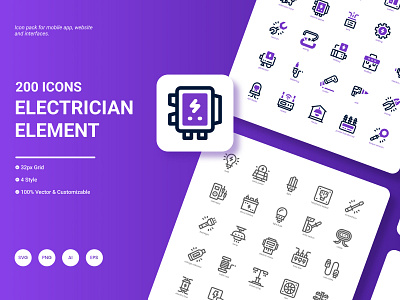 Electrician Element Icon Pack