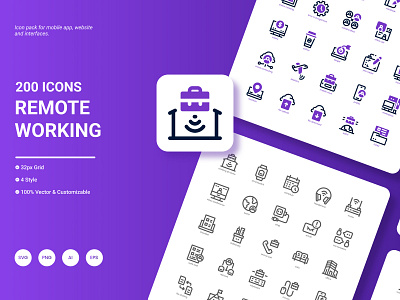 Remote Working Icon Pack business employee freelance job meeting network office person remote working workplace workspace