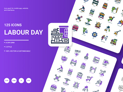 Labour Day Icon Pack bundle business construction day helmet icon industry labor labour movement occupation repair