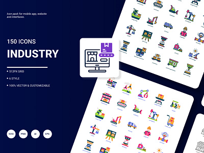 Industry Icon Pack business container delivery engineering factory icon industry manufacturing production service warehouse work