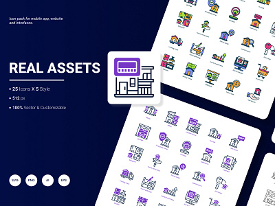 Real Assets Icon Pack agent asset estate home house modern office real real estate rent sale truck