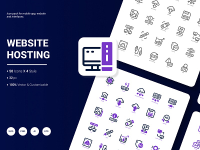 Website Hosting Icon Pack attack coding development hosting icon illustration internet pack programming security set web