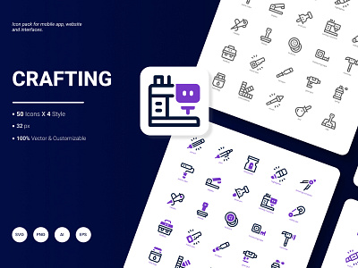 Crafting Icon Pack craft cutting dress hobby icon knitting paintbrush scissors sewing spool thimble work tool
