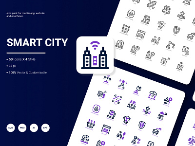 Smart City Icon Pack city electricity future futuristic icon internet pack set smart smart city technology wireless
