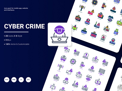 Cyber Crime Icon Pack computer crime cyber encryption icon internet pack password protection safety security technology