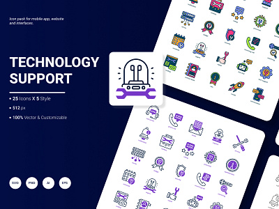 Technology Support Icon Pack computer customer gear icon internet pack service support tech technology toolbox wrench