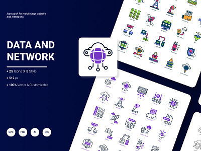 Data and Network Icon Pack business communication connection cyberspace data icon internet network pack server technology wireless technology