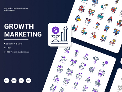 Growth Marketing Icon Pack advertisement business communication finance growth icon illustration management marketing object team teamwork