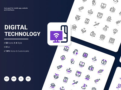 Digital Technology Icon Pack automation connection control cyberspace digital future icon innovation internet smart technology wireless