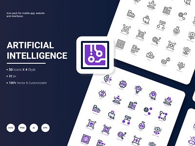 Artificial Intelligence Icon Pack artificial artificial intelligence automation brain concept cyborg icon innovation intelligence robot tech technology