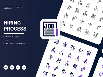 Hiring Process Icon Pack business hiring icon job leadership office pack process recruitment success teamwork work