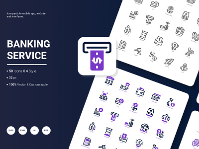 Banking Service Icon Pack banking business development economy finance icon loan market money service shopping technology