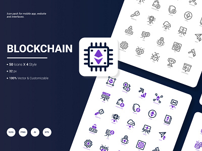 Blockchain Icon Pack block blockchain business coin crypto icon network payment security technology transaction web