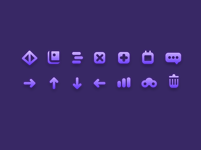 Bubbly Icons 01 design figma glow icon set icons illustration modern purple shapes vector
