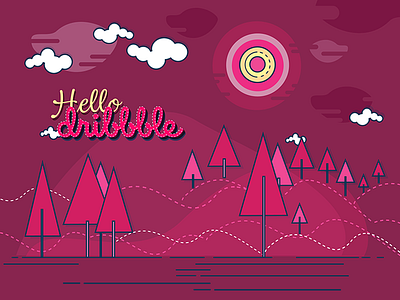 Hello Dribbble! brand colors digital illustration typography ui user interface vector