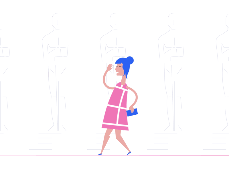 Actress 2d animation animation character design flat motion graphics oscars