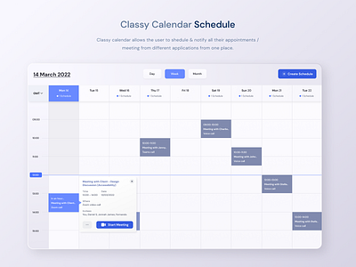 Classy Calendar Schedule all meetings application design calendar calendar schedule calendar web app classy calendar meeting app meeting schedule meetings schedule app scheduler app ui ui design user experience user interface ux ux design web web application