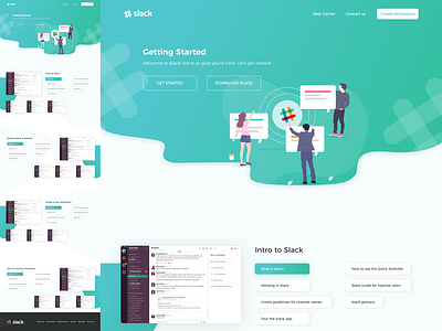 Slack Re-design Concept UI about us branding communication get started illustration mockup redesign sketch slack slack design template ui ui design user experience user interface web template