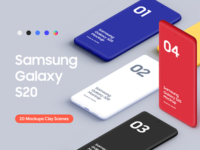 Samsung Galaxy S20 - 20 Mockups Clay Scenes - PSD