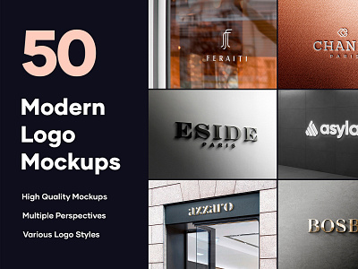 50 Logo Mockup Branding Bundle - PSD