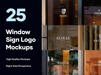 25 Window Signs Logo Mockups - PSD