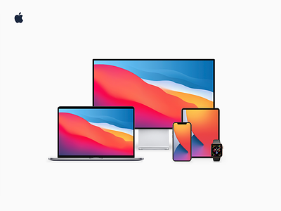 Apple Devices 16 Mockups - 2021 - PSD 2021 apple apple devices apple mockup apple mockups apple watch bundle graphic design imac iphone 12 iphone 12 pro macbook macbookpro mockup pack premium psd ui user interface xdr display