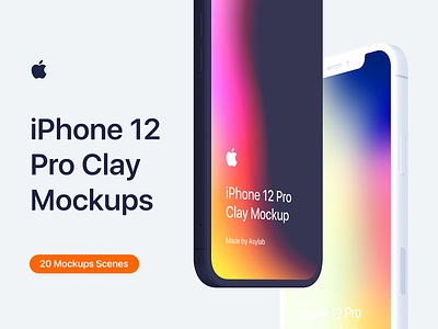 iPhone 12 Pro - 20 Clay Mockups Scenes - PSD app apple clay device display graphic design iphone iphone 12 iphone 12 clay iphone 12 pro iphone 12 pro clay iphone clay mobile mockup premium presentation psd ui uiux user interface