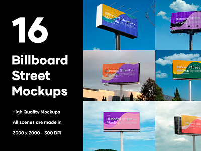 16 Billboard Street Mockups - PSD