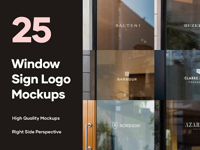 25 Window Signs Logo Mockups - V2 - PSD brand branding facade mockup graphic design mock up mockup psd shop shop logo sign shop sign sign sign mockup signage signage mockup store store logo sign store sign window window logo sign window mockup