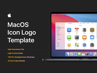 MacOS Big Sur Icon Template Mockup - PSD apple icon icon template logo mockup mockups presentation psd