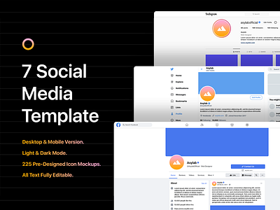 7 Social Media Template + 225 Icons Mockups - PSD behance facebook icon icon mockup instagram instagram mockup instagram template logo logo mockup mockup psd social social media social media mockup social template template twitch twitter twitter mockup