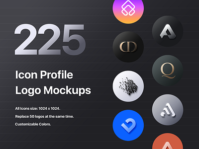 225 Icon Profile Logo Mockups - PSD branding facebook graphic design icon icon profile icon template instagram logo logo mockup logo profile mockup profile profile template psd social socialmedia template twitch twitter youtube