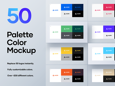 50 Palette Color Mockup - PSD brand branding clean color brand color branding color palette color palette branding mockup custom display elegant minimalist mock up mockup modern palette palette brand palette branding psd simple