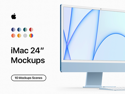 iMac 24" - 10 Original & Clay Mockups Scenes - PSD 5k apple apple devices apple imac 2021 bundle clay mockups imac 2021 imac 2021 mockup imac 24 imac 24 mockup mock up mockup original mockups psd ui
